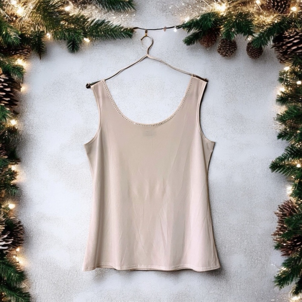 Kleids White Tank Top with Gem Embellishment